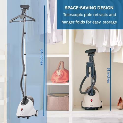 White standing steamer with adjustable pole — photo 3