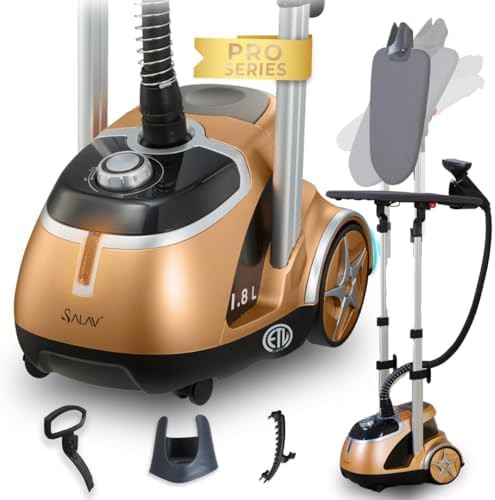 Professional steamer with rotatable ironing board
