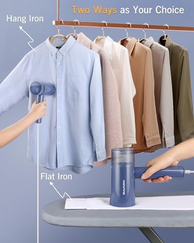 Blue portable handheld travel steamer 1000W — photo 3
