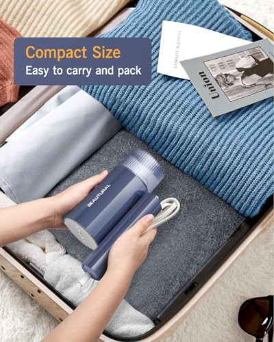 Blue portable handheld travel steamer 1000W — photo 4