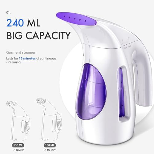 Portable handheld clothes steamer in purple — photo 5