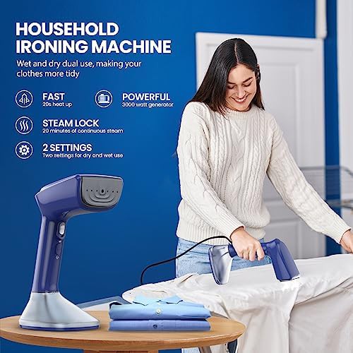 Blue handheld steamer with heat resistant glove — photo 4