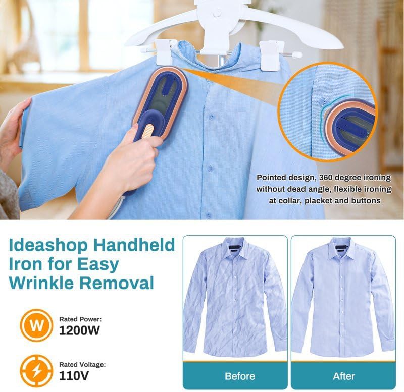Compact handheld steam iron for deodorizing — photo 3