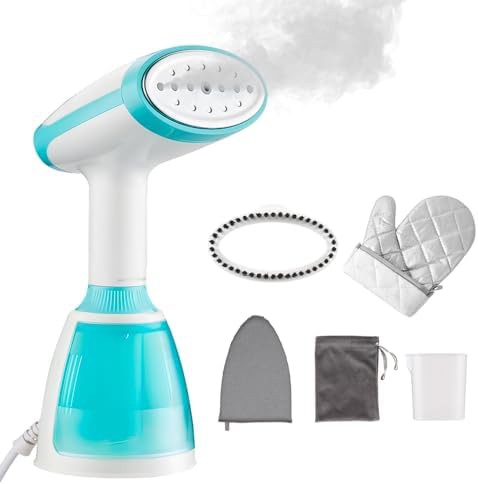 White Handheld Fabric Steamer with Brush