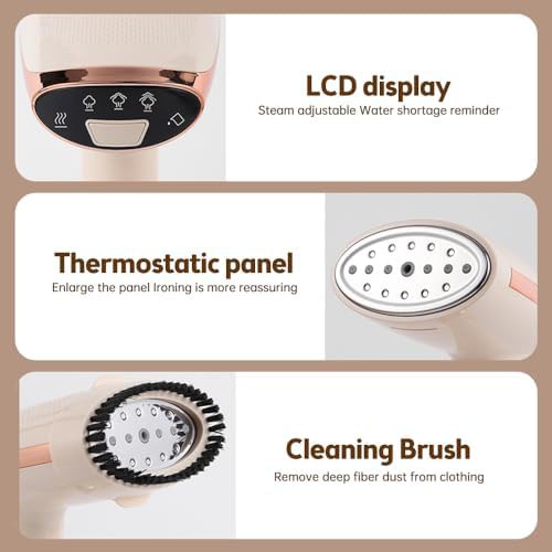 White Handheld Fabric Steamer with Brush — photo 5