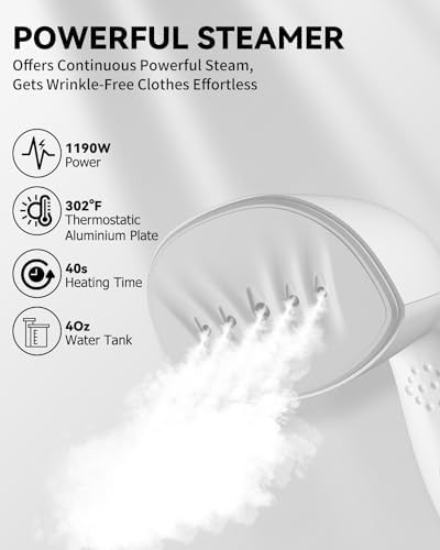 White dual voltage travel garment steamer — photo 3
