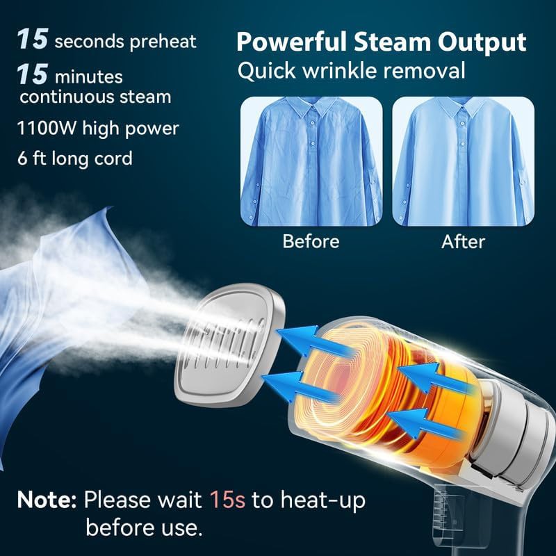 Black portable steamer with 15s heat up — photo 3