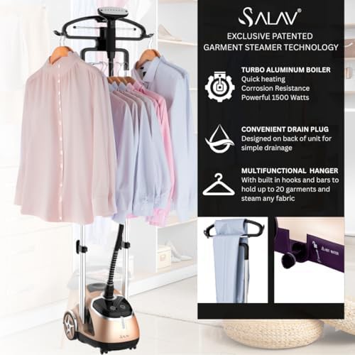 Gold standing garment steamer with foot pedal — photo 4