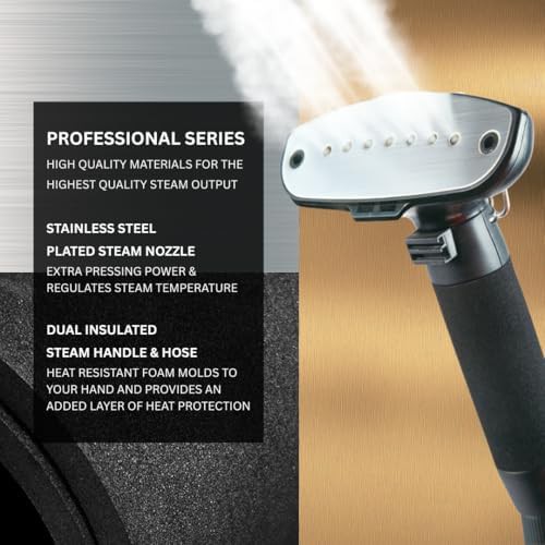 Gold standing garment steamer with foot pedal — photo 5
