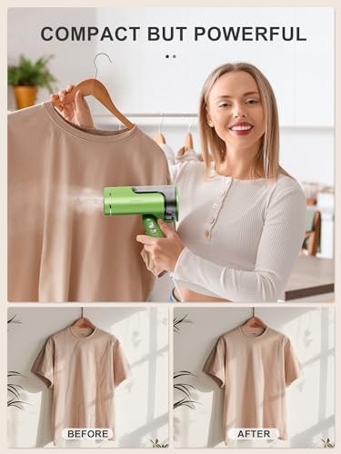 Green foldable powerful handheld steamer — photo 3