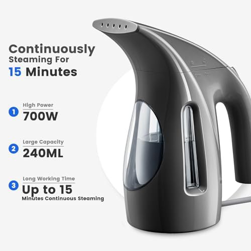 Portable handheld clothes steamer in black — photo 3