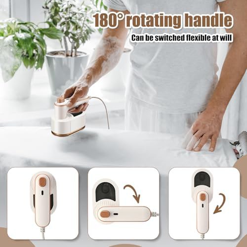 White 180 degree rotating mini travel iron — photo 4