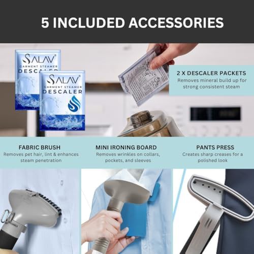 Standing garment steamer with descaler packets — photo 4