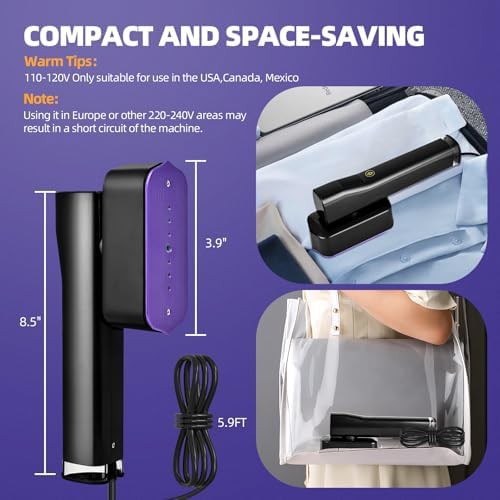 Portable black travel steamer with LCD display — photo 5
