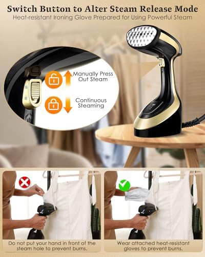 Handheld 1800W Fabric Steamer with Heat Glove — photo 5