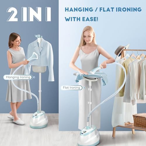 Standing Garment Steamer with Integrated Ironing Board — photo 3