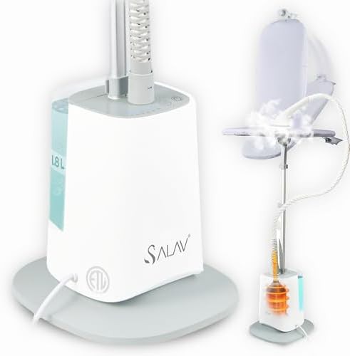 Gray upright steamer with rotating board