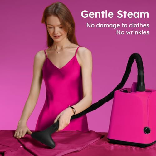 Professional standing garment steamer in cherry red — photo 3