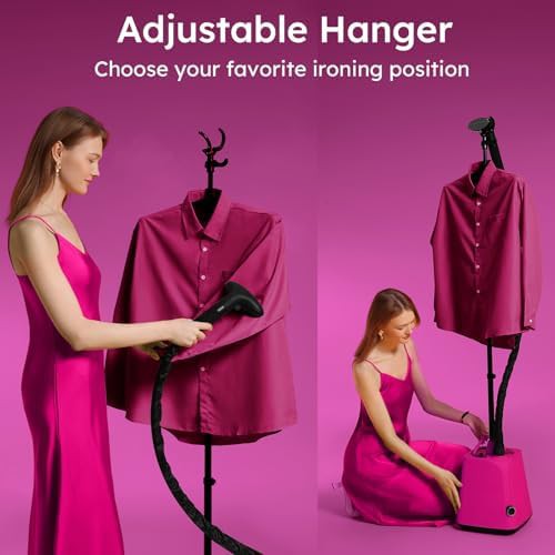 Professional standing garment steamer in cherry red — photo 5