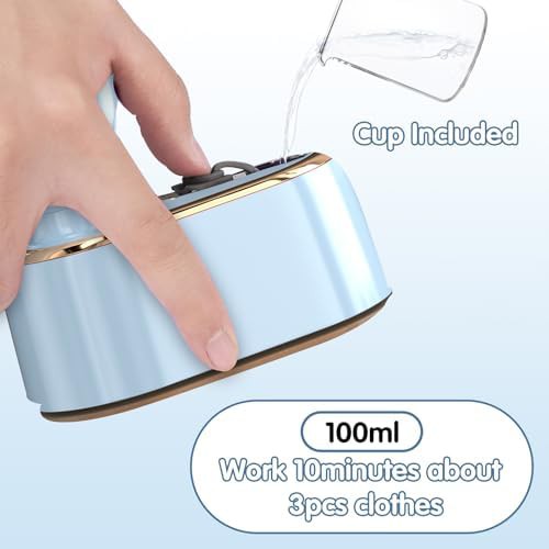 Sky blue mini portable travel steamer — photo 5