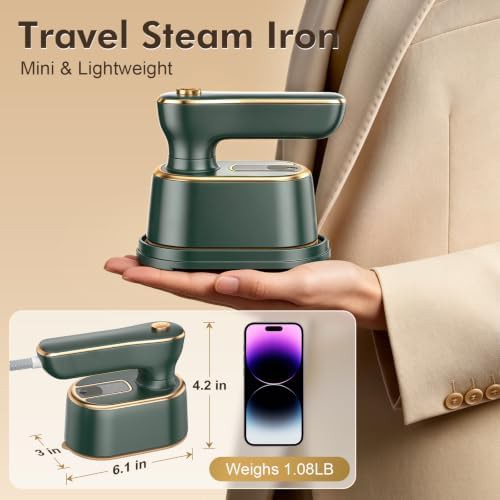 Green portable travel ironing machine — photo 5