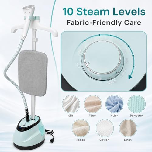 Standing Blue Fabric Steamer with Integrated Board — photo 5