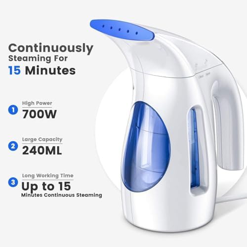 Portable handheld clothes steamer in ocean blue — photo 3