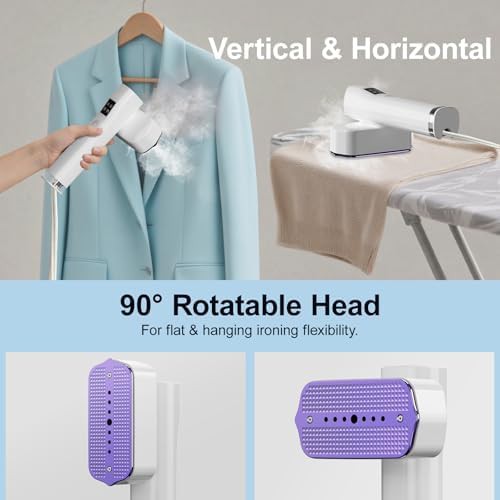 Pearl white handheld steamer with smart touch — photo 5