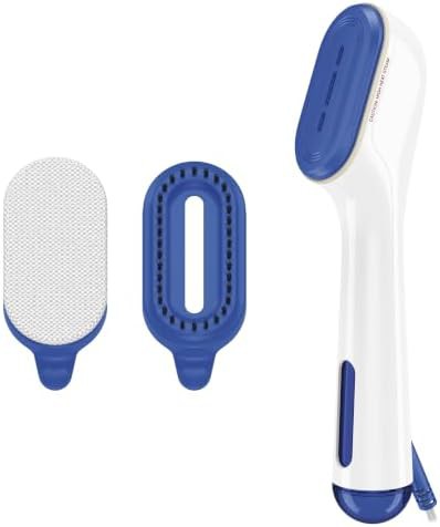 White and blue travel steamer and iron