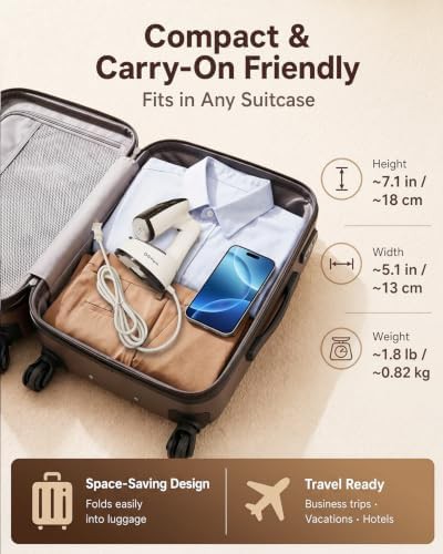 Foldable handheld garment steamer with 1000w power — photo 4