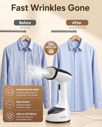 Foldable handheld garment steamer with 1000w power — photo 5