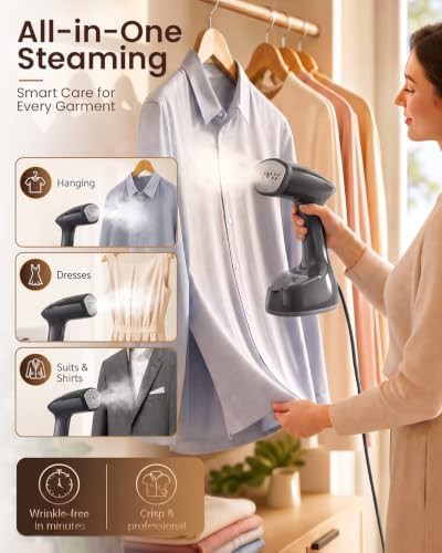 Lightweight portable handheld fabric steamer for clothes — photo 4