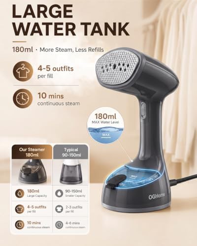 Lightweight portable handheld fabric steamer for clothes — photo 5