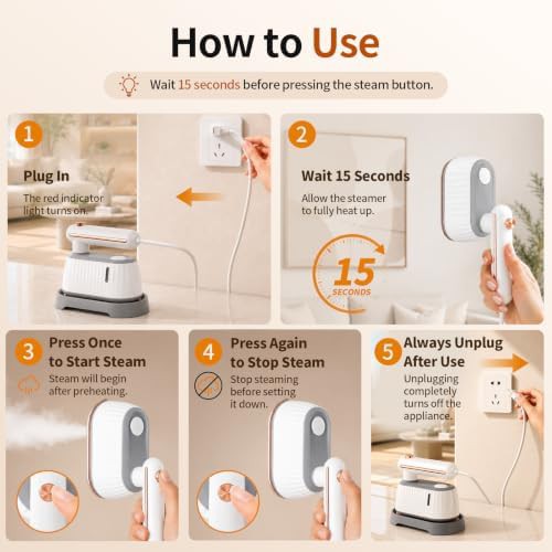 Portable travel steamer with round handle — photo 4