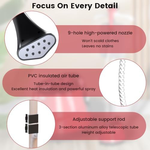 Standing garment steamer with telescopic pole — photo 4