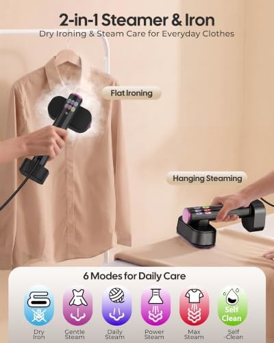 Magenta travel steamer with ceramic panel — photo 4